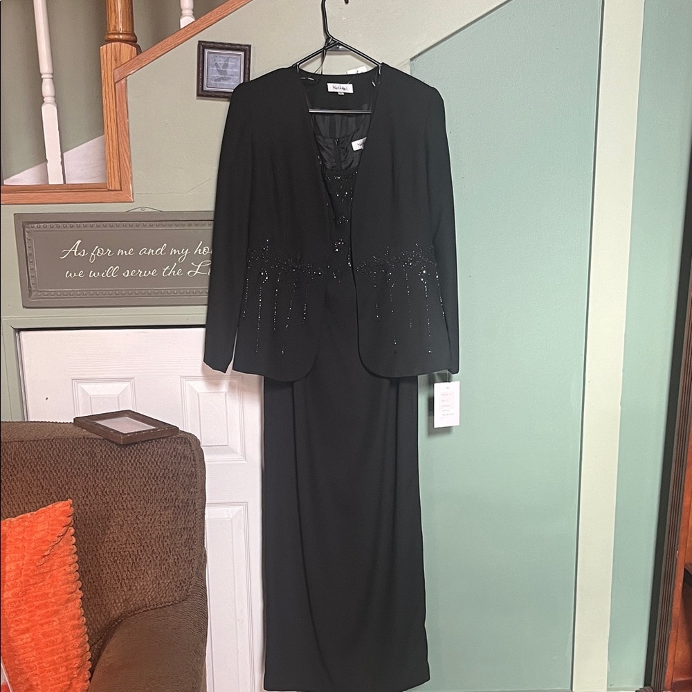 Chic Black Women's Prom Dress with Jacket HB